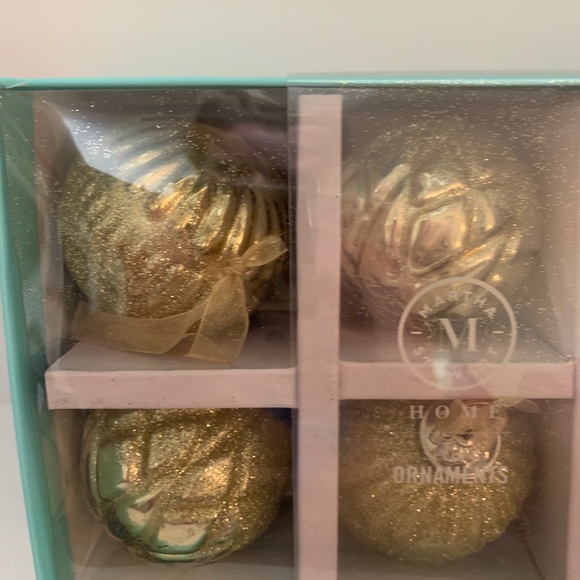 Martha Stewart Christmas Ornaments Glass 6 Gold Glitter Christmas Ornaments - Picture 2 of 9